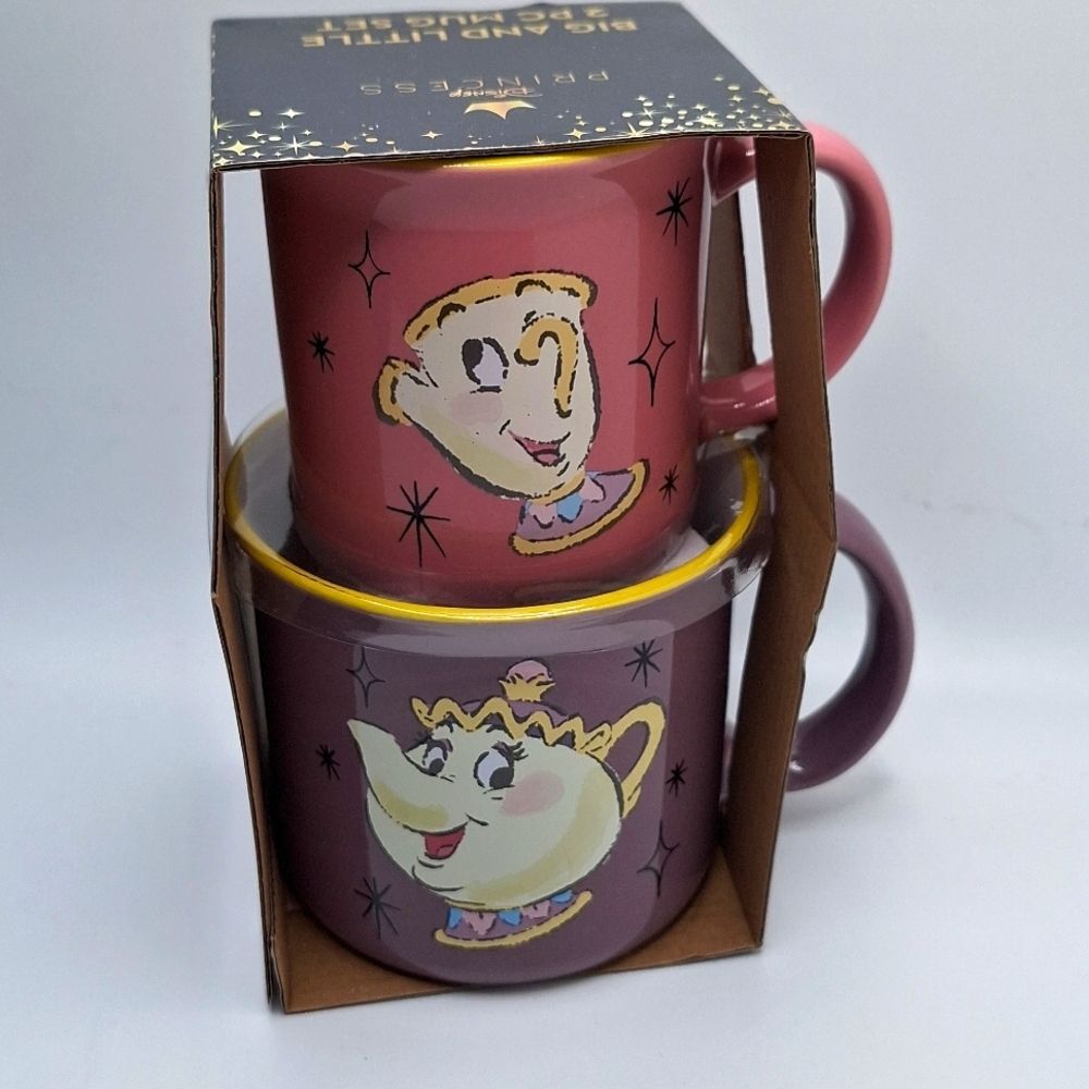 Disney Chip and Mrs. Potts Mug Set Big And Little Cups Beauty And The Beast